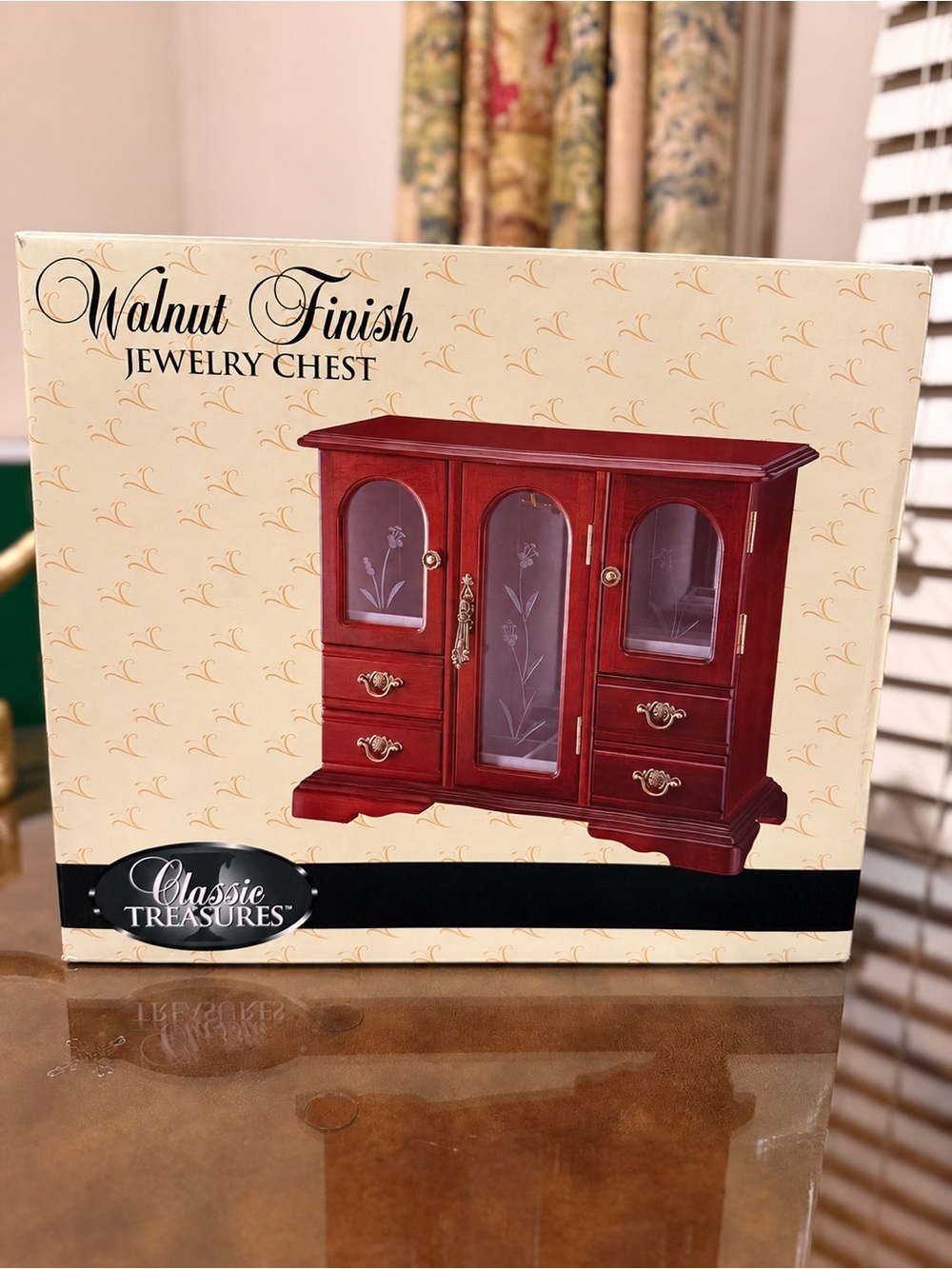 Classic Treasures Walnut Finish Tabletop Jewelry Chest *New old stock*